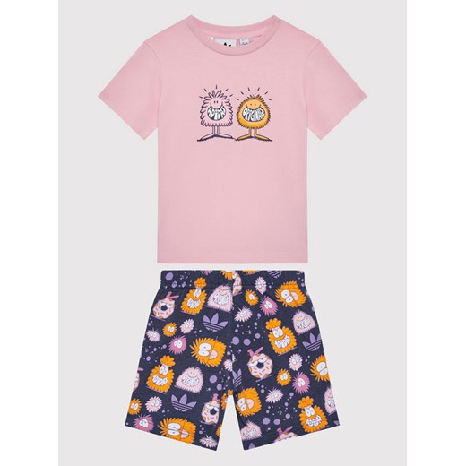 adidas Komplet t-shirt i szorty sportowe KEVIN LYONS HC1985 Różowy Regular Fit ze sklepu MODIVO w kategorii Komplety dziewczęce - zdjęcie 182701476