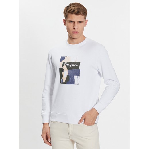 Pepe Jeans Bluza PM582479 Biały Regular Fit ze sklepu MODIVO w kategorii Bluzy męskie - zdjęcie 182701538