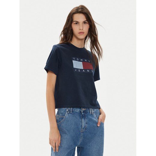 Tommy Jeans T-Shirt Flag DW0DW18629 Granatowy Boxy Fit ze sklepu MODIVO w kategorii Bluzki damskie - zdjęcie 182702187
