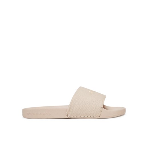 Calvin Klein Jeans Klapki Slide Monogram Wn YW0YW01835 Beżowy ze sklepu MODIVO w kategorii Klapki damskie - zdjęcie 182702269