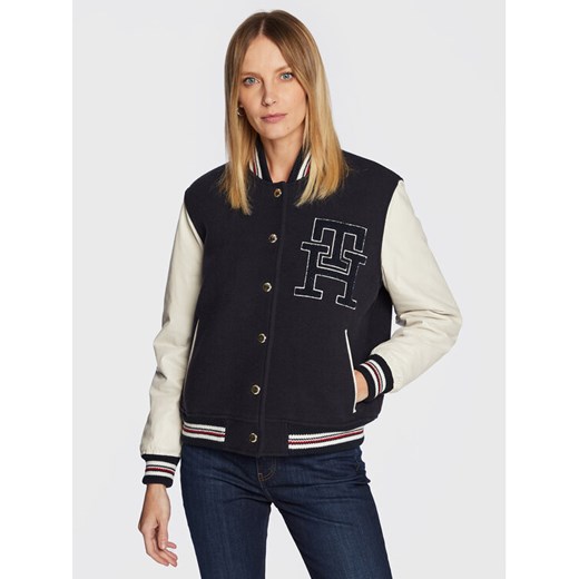 Tommy Hilfiger Kurtka bomber Blend WW0WW37308 Granatowy Regular Fit ze sklepu MODIVO w kategorii Kurtki damskie - zdjęcie 182702636