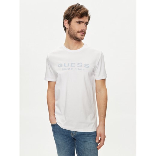 Guess T-Shirt M4GI61 J1314 Biały Slim Fit ze sklepu MODIVO w kategorii T-shirty męskie - zdjęcie 182702689