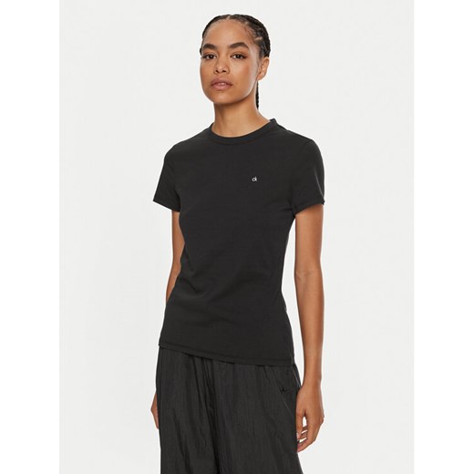Calvin Klein T-Shirt Emb Graphic K20K208061 Czarny Slim Fit ze sklepu MODIVO w kategorii Bluzki damskie - zdjęcie 182702905