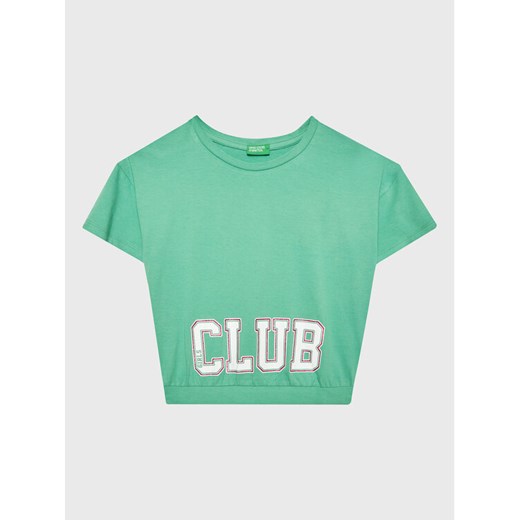United Colors Of Benetton T-Shirt 3096C10BA Zielony Boxy Fit ze sklepu MODIVO w kategorii Bluzki dziewczęce - zdjęcie 182703175