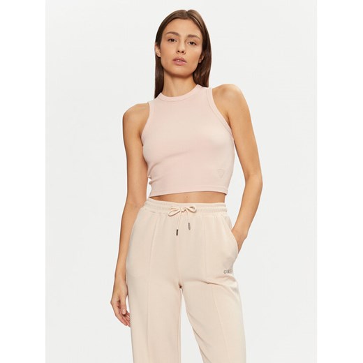 Guess Top V3GP19 K8RT2 Różowy Slim Fit ze sklepu MODIVO w kategorii Bluzki damskie - zdjęcie 182703179
