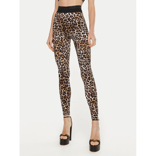 Elisabetta Franchi Legginsy PA-056-47E2-V190 Brązowy Slim Fit ze sklepu MODIVO w kategorii Spodnie damskie - zdjęcie 182703189