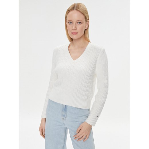 Tommy Hilfiger Sweter WW0WW39017 Écru Regular Fit ze sklepu MODIVO w kategorii Swetry damskie - zdjęcie 182703265