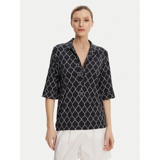 Max Mara Beachwear Bluzka Prugna 2516951019 Czarny Regular Fit ze sklepu MODIVO w kategorii Bluzki damskie - zdjęcie 182703417