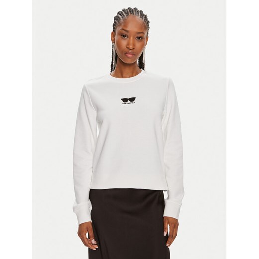 KARL LAGERFELD Bluza 245W1813 Biały Regular Fit ze sklepu MODIVO w kategorii Bluzy damskie - zdjęcie 182703695