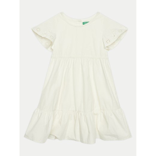 United Colors Of Benetton Sukienka codzienna 4AC7GV01K Écru Regular Fit ze sklepu MODIVO w kategorii Sukienki dziewczęce - zdjęcie 182703897