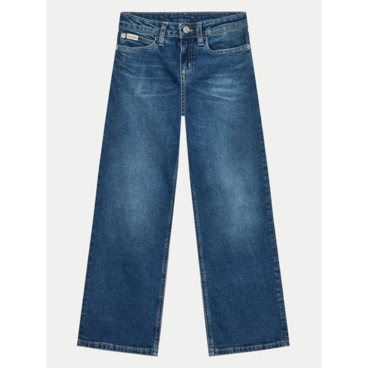 Calvin Klein Jeans Jeansy IG0IG02608 Granatowy Wide Leg ze sklepu MODIVO w kategorii Spodnie dziewczęce - zdjęcie 182704139