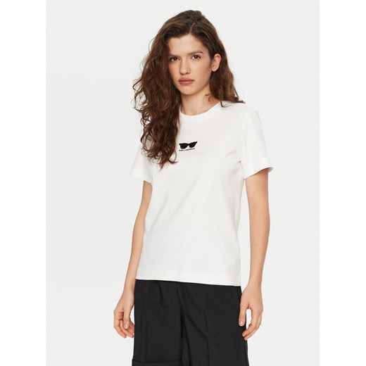 KARL LAGERFELD T-Shirt A1W17021 Biały Regular Fit ze sklepu MODIVO w kategorii Bluzki damskie - zdjęcie 182704177