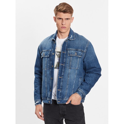 Pepe Jeans Kurtka jeansowa Young Bandana PM402673 Niebieski Regular Fit ze sklepu MODIVO w kategorii Kurtki męskie - zdjęcie 182704228