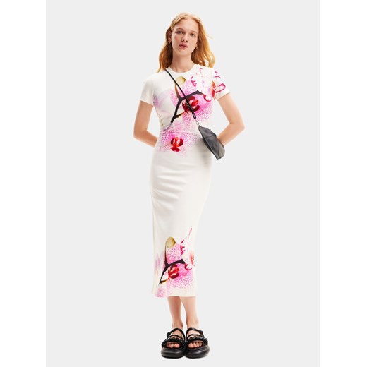 Desigual Sukienka letnia Lila 24SWVK41 Biały Regular Fit ze sklepu MODIVO w kategorii Sukienki - zdjęcie 182704325
