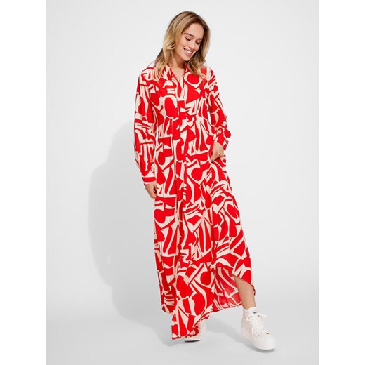 ONLY Sukienka koszulowa Helena 15315463 Czerwony Loose Fit ze sklepu MODIVO w kategorii Sukienki - zdjęcie 182704386