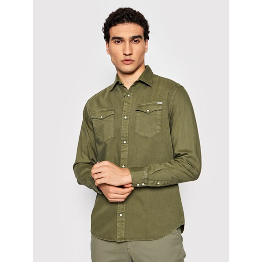 Jack&Jones Koszula Sheridan 12138115 Zielony Slim Fit ze sklepu MODIVO w kategorii Koszule męskie - zdjęcie 182704736