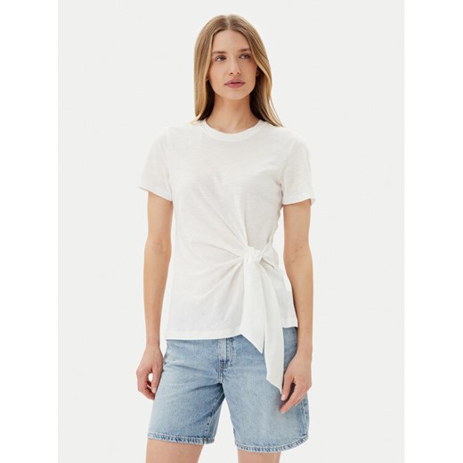 Tommy Hilfiger T-Shirt WW0WW44559 Écru Regular Fit ze sklepu MODIVO w kategorii Bluzki damskie - zdjęcie 182704748