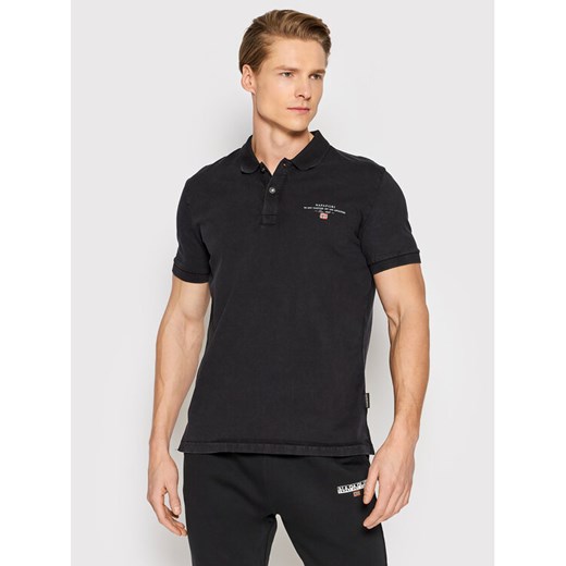 Napapijri Polo Elbas NP0A4GB4 Czarny Regular Fit ze sklepu MODIVO w kategorii T-shirty męskie - zdjęcie 182704919