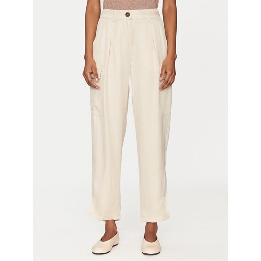 Marella Spodnie materiałowe Aia 2515131071 Beżowy Loose Fit ze sklepu MODIVO w kategorii Spodnie damskie - zdjęcie 182704947