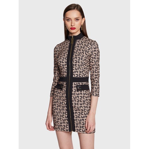 Elisabetta Franchi Sukienka koktajlowa AB-339-31E2-V460 Beżowy Slim Fit ze sklepu MODIVO w kategorii Sukienki - zdjęcie 182705108