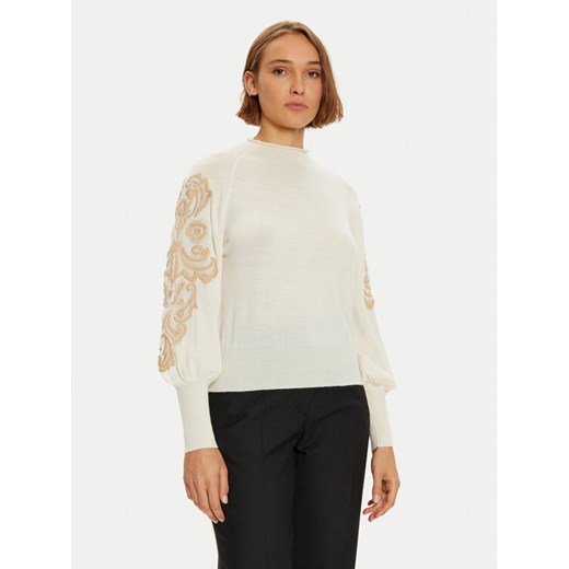 Luisa Spagnoli Sweter Minucias 58569 Écru Regular Fit ze sklepu MODIVO w kategorii Swetry damskie - zdjęcie 182705357