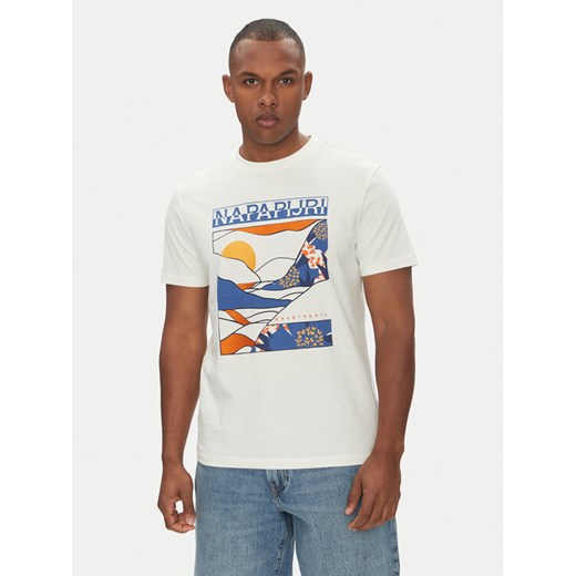 Napapijri T-Shirt S-Valdor NP0A4IE6 Écru Regular Fit ze sklepu MODIVO w kategorii T-shirty męskie - zdjęcie 182705469