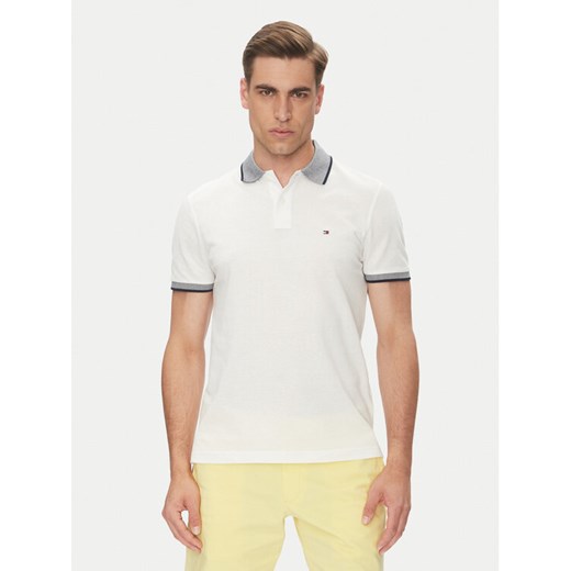Tommy Hilfiger Polo MW0MW33140 Biały Regular Fit ze sklepu MODIVO w kategorii T-shirty męskie - zdjęcie 182706548