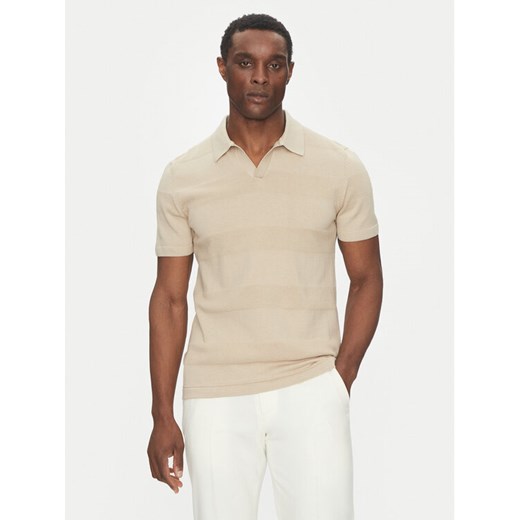 Hechter Paris Polo 65009 151808 Beżowy Regular Fit ze sklepu MODIVO w kategorii T-shirty męskie - zdjęcie 182706595