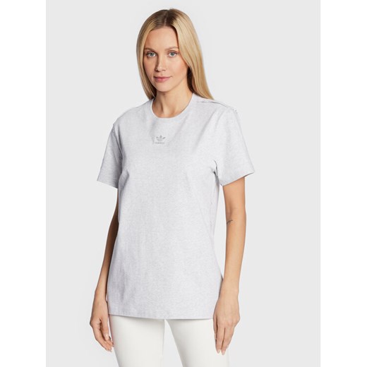 adidas T-Shirt Loungewear HL9133 Szary Loose Fit ze sklepu MODIVO w kategorii Bluzki damskie - zdjęcie 182706679
