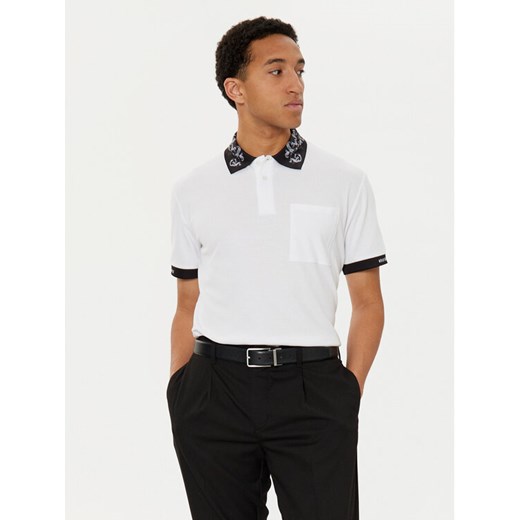Versace Jeans Couture Polo 78GAGT04 Biały Regular Fit ze sklepu MODIVO w kategorii T-shirty męskie - zdjęcie 182706729