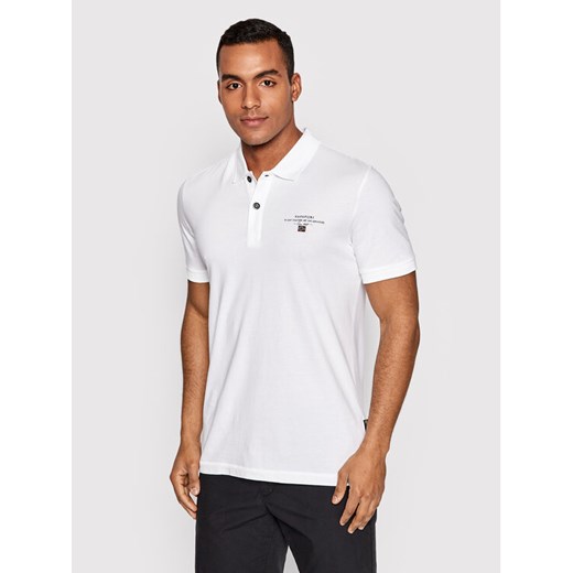 Napapijri Polo Elbas Jersey NP0A4GB4 Biały Regular Fit ze sklepu MODIVO w kategorii T-shirty męskie - zdjęcie 182706777