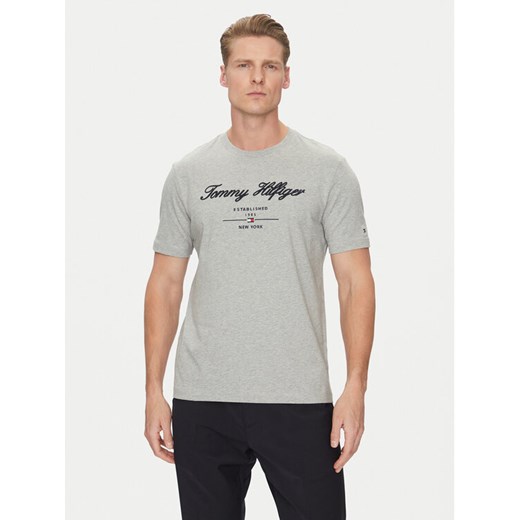 Tommy Hilfiger T-Shirt Script Logo MW0MW33691 Szary Regular Fit ze sklepu MODIVO w kategorii T-shirty męskie - zdjęcie 182706865