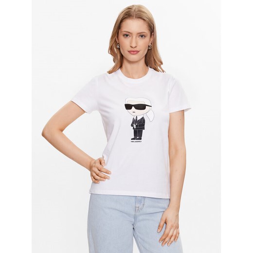 KARL LAGERFELD T-Shirt Ikonik 2.0 Karl 230W1700 Biały Regular Fit ze sklepu MODIVO w kategorii Bluzki damskie - zdjęcie 182707285