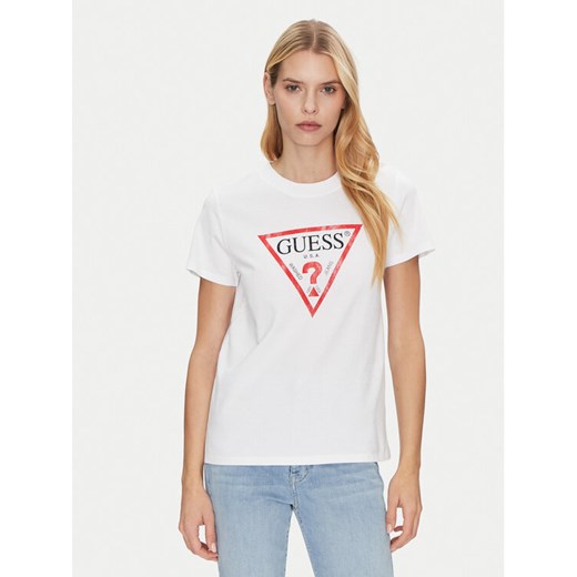 Guess T-Shirt W2BI69 K8FQ1 Biały Regular Fit ze sklepu MODIVO w kategorii Bluzki damskie - zdjęcie 182707286