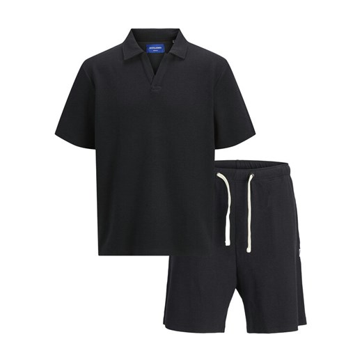 Jack&Jones Komplet polo i spodenki Slington 12281841 Czarny Relaxed Fit XXL MODIVO