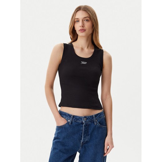 Tommy Jeans Top DW0DW21369 Czarny Slim Fit ze sklepu MODIVO w kategorii Bluzki damskie - zdjęcie 182707486