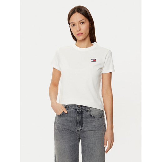 Tommy Jeans T-Shirt DW0DW20153 Biały Regular Fit ze sklepu MODIVO w kategorii Bluzki damskie - zdjęcie 182707708