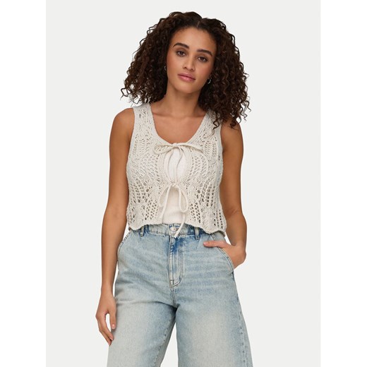 ONLY Top Lizzy 15343882 Beżowy Regular Fit ze sklepu MODIVO w kategorii Bluzki damskie - zdjęcie 182707749