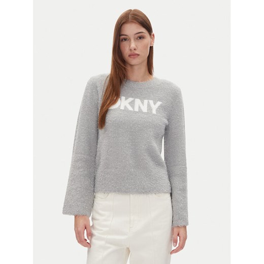 DKNY Sweter DJ4R0504 Szary Regular Fit ze sklepu MODIVO w kategorii Swetry damskie - zdjęcie 182708019
