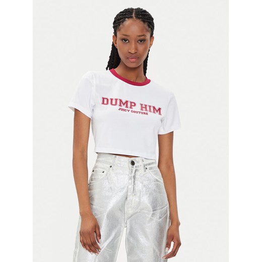 Juicy Couture T-Shirt Dump Him JCWCT23314 Biały Slim Fit ze sklepu MODIVO w kategorii Bluzki damskie - zdjęcie 182708059