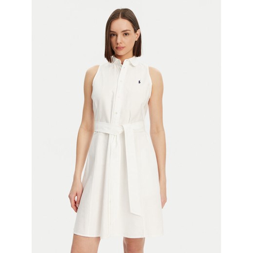 Polo Ralph Lauren Sukienka koszulowa 211906437001 Biały Regular Fit ze sklepu MODIVO w kategorii Sukienki - zdjęcie 182708098