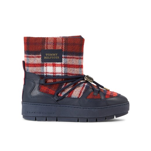 Tommy Hilfiger Śniegowce Tartan Snowboot FW0FW07612 Niebieski ze sklepu MODIVO w kategorii Śniegowce damskie - zdjęcie 182708226