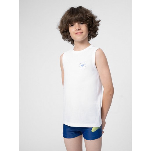 4F Tank top 4FJSS23TTSHM284 Biały Regular Fit ze sklepu MODIVO w kategorii T-shirty chłopięce - zdjęcie 182708329