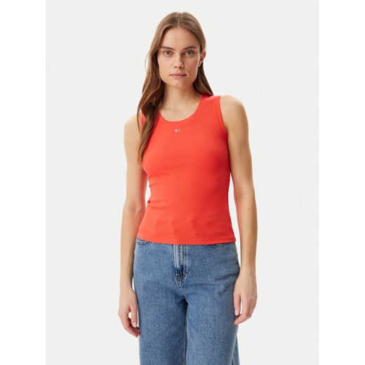 Tommy Jeans Top Essential DW0DW20673 Pomarańczowy Slim Fit ze sklepu MODIVO w kategorii Bluzki damskie - zdjęcie 182708385