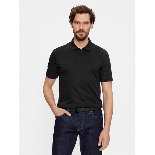 Calvin Klein Polo Smooth Cotton Slim Polo K10K111657 Czarny Regular Fit ze sklepu MODIVO w kategorii T-shirty męskie - zdjęcie 182708577