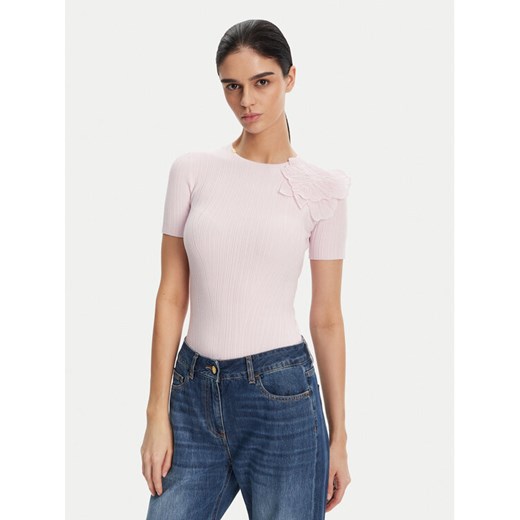 Elisabetta Franchi Sweter MK-55B-51E2 Fioletowy Slim Fit ze sklepu MODIVO w kategorii Swetry damskie - zdjęcie 182708916