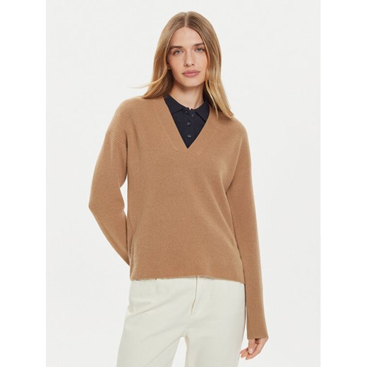Tommy Hilfiger Sweter WW0WW43101 Beżowy Relaxed Fit ze sklepu MODIVO w kategorii Swetry damskie - zdjęcie 182709057