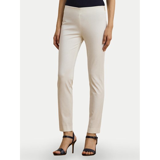 LAUREN RALPH LAUREN Spodnie materiałowe 200631310013 Biały Slim Fit ze sklepu MODIVO w kategorii Spodnie damskie - zdjęcie 182709136