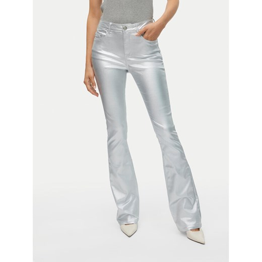 Vero Moda Spodnie materiałowe Flash 10329072 Srebrny Flared Fit ze sklepu MODIVO w kategorii Spodnie damskie - zdjęcie 182709185
