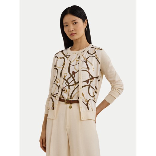 LAUREN RALPH LAUREN Kardigan 200963632001 Beżowy Regular Fit ze sklepu MODIVO w kategorii Swetry damskie - zdjęcie 182709215